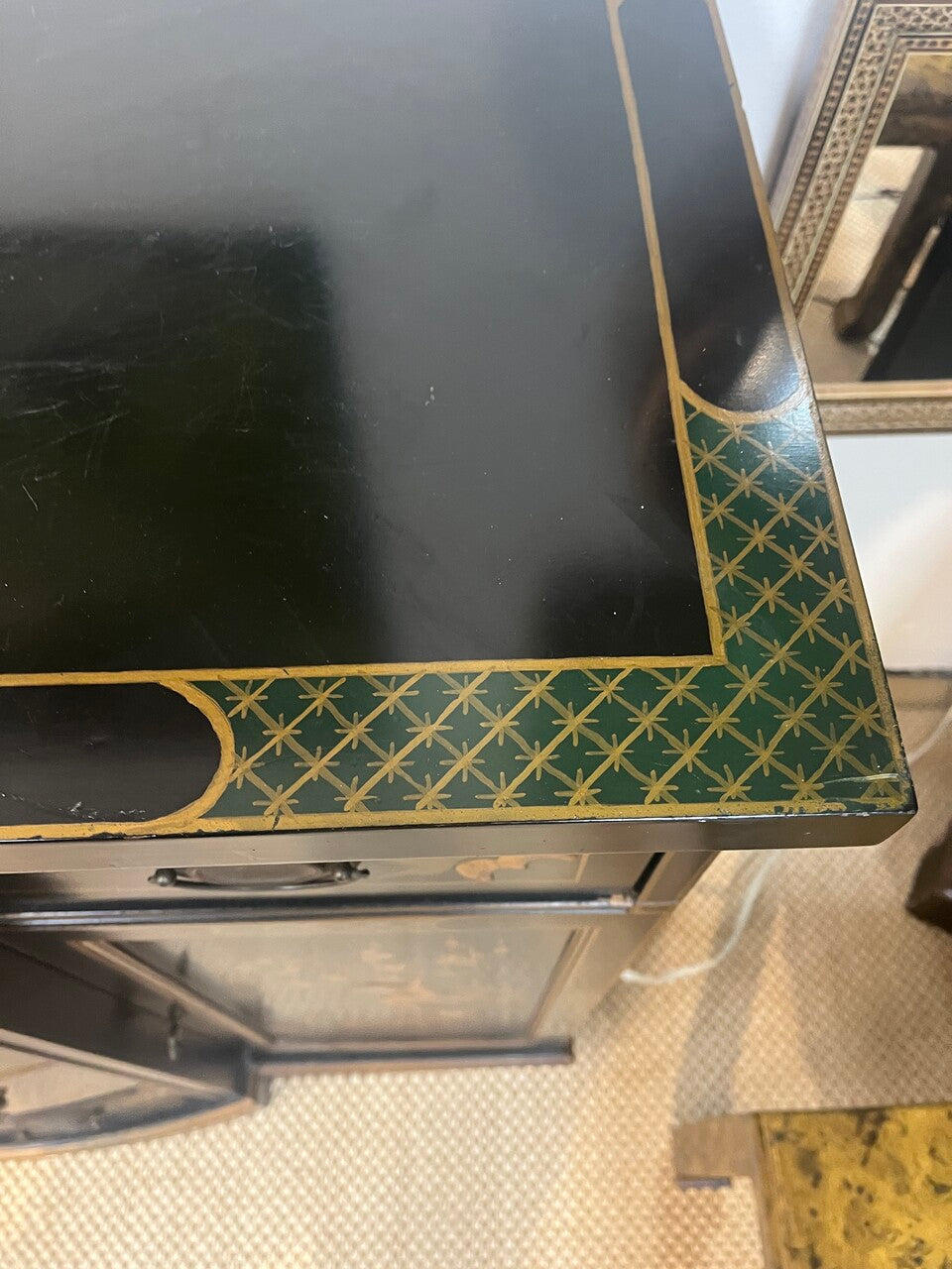 Vintage Lacquered Chinoiserie Cabinet Sideboard