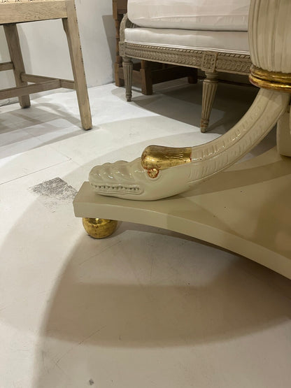 Vintage Empire Style Gilt Pedestal Table with Rojo Marble