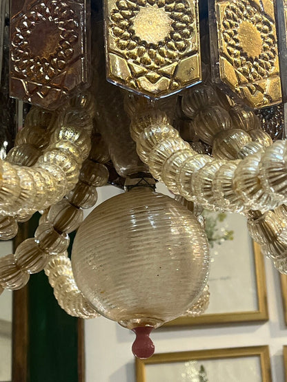 Fabulous Murano Pink and Gold Venetian Chandelier