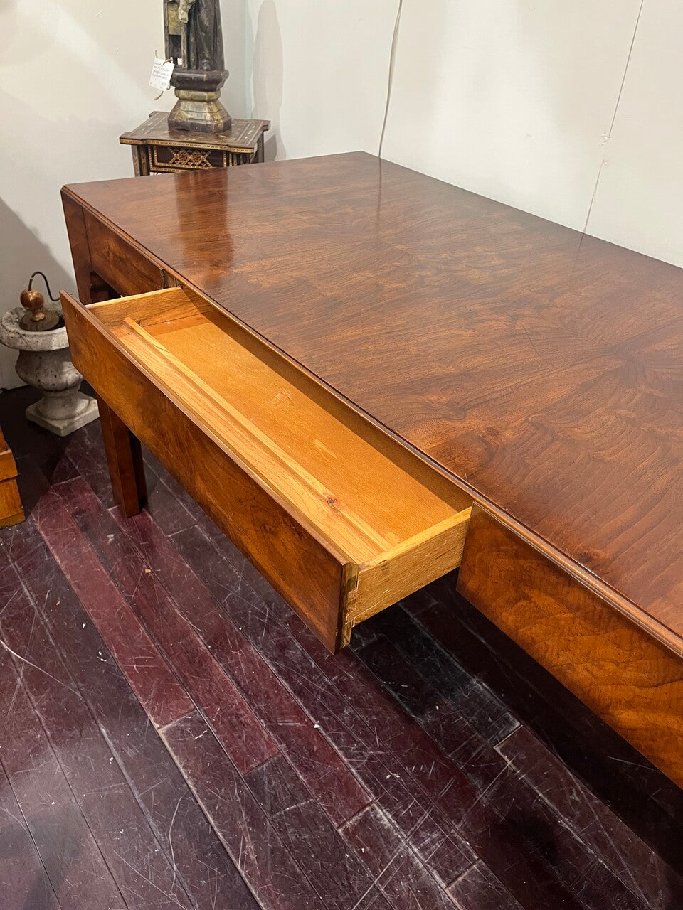Mid Century Modern Drexel Burl Walnut Writing Desk