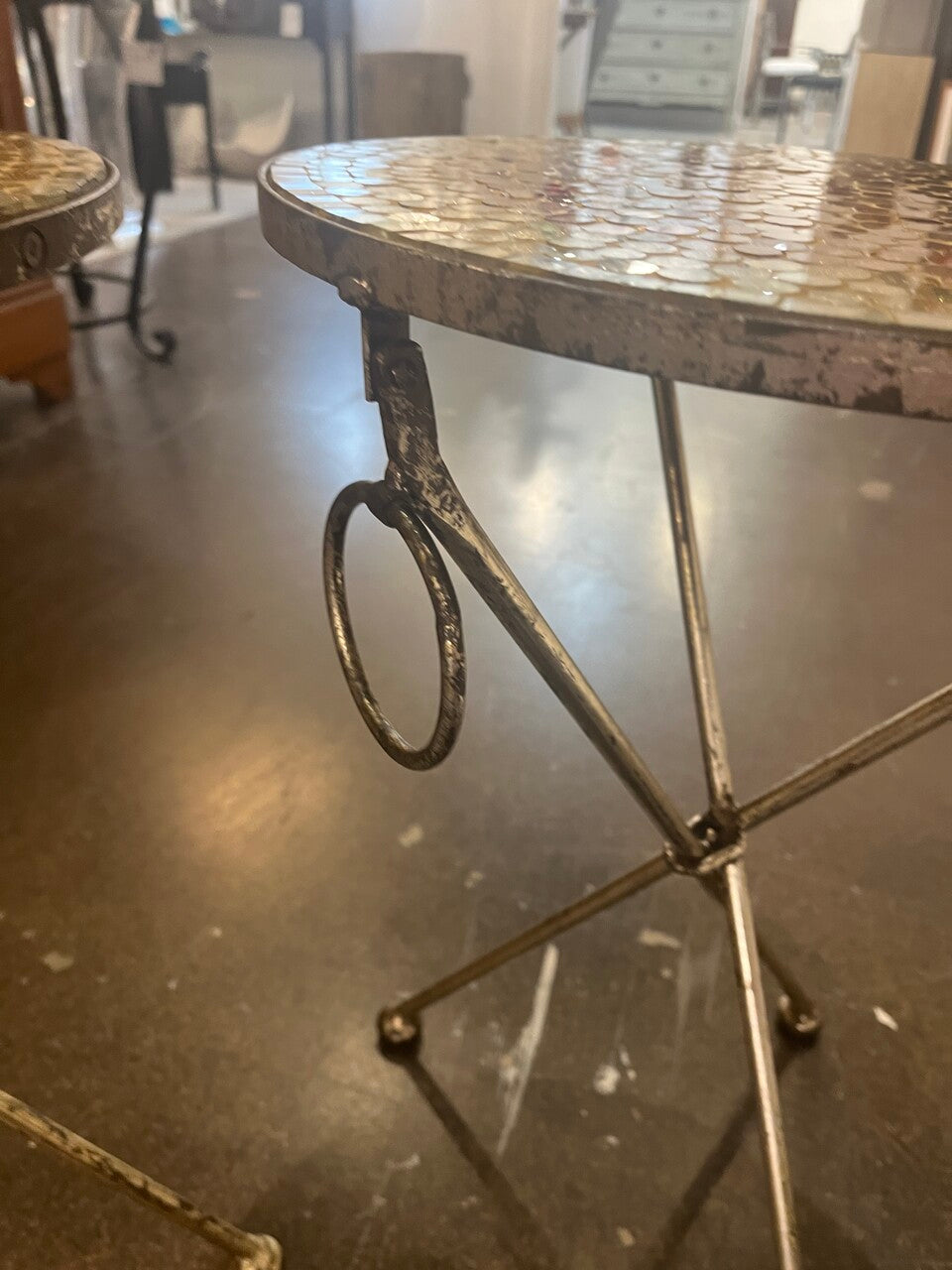 Pair of Italian Gold Folding Mosaic Side Tables