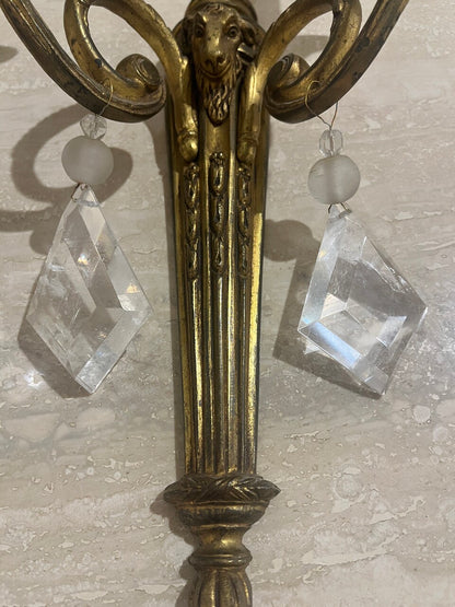 Pair 19th Century Gilt Bronze Neoclassical Sconces