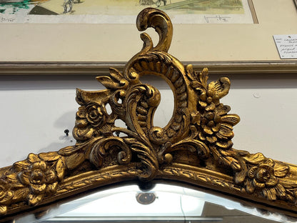 Large Hand Carved Gold Gilt French Mirror