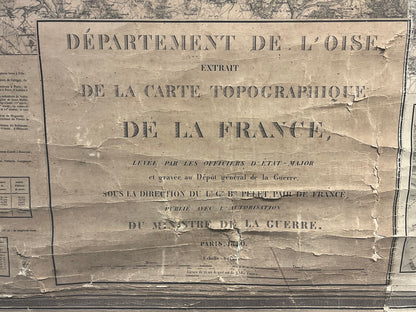 Antique French Map on Canvas 1900's
