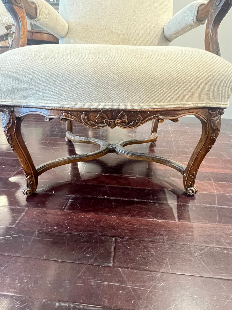 Pair 19th Century Louis XIV Fauteuls Armchairs