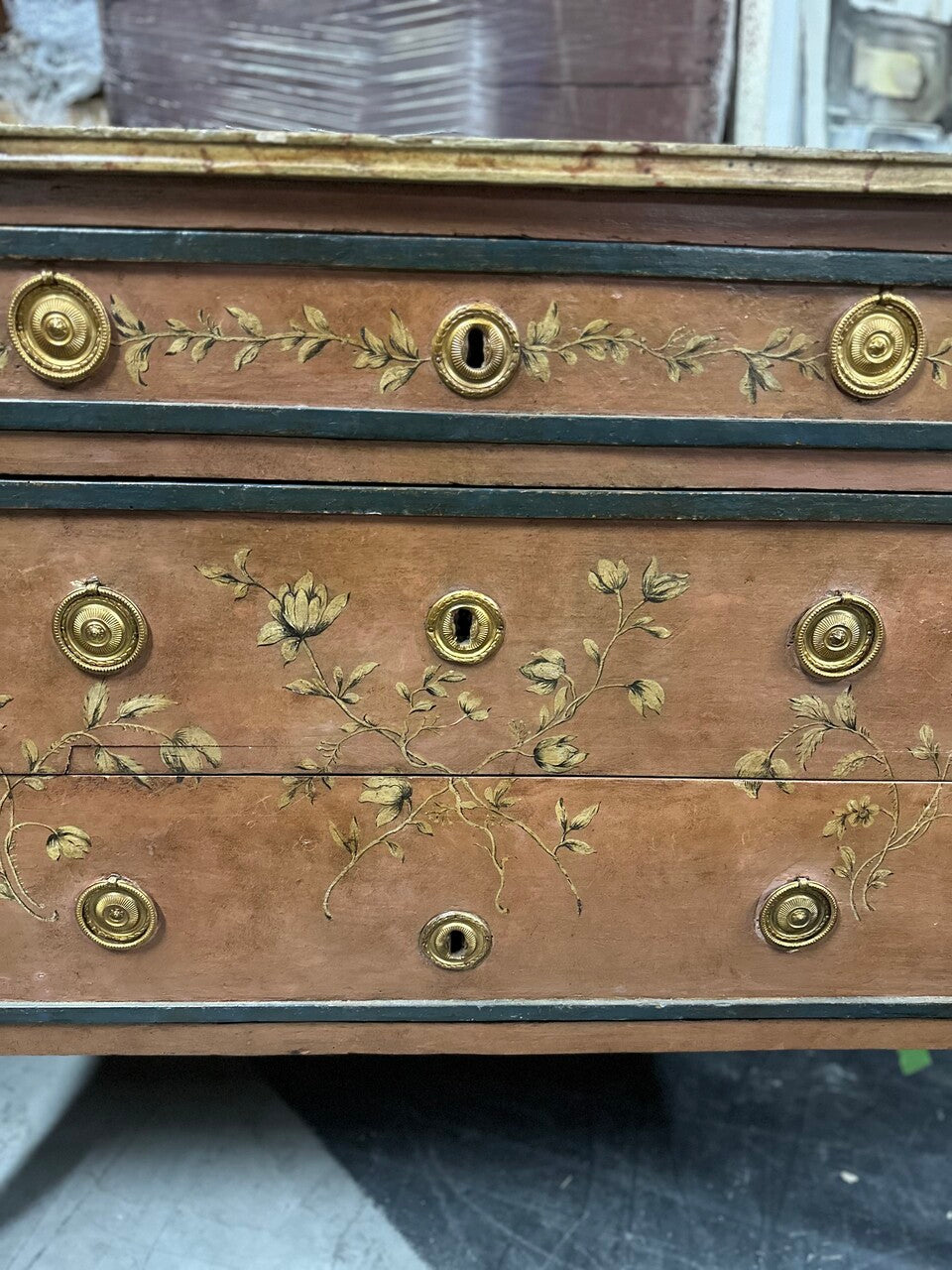 Early 20th Century Painted Italian Neoclassical Style Three Drawer Commode