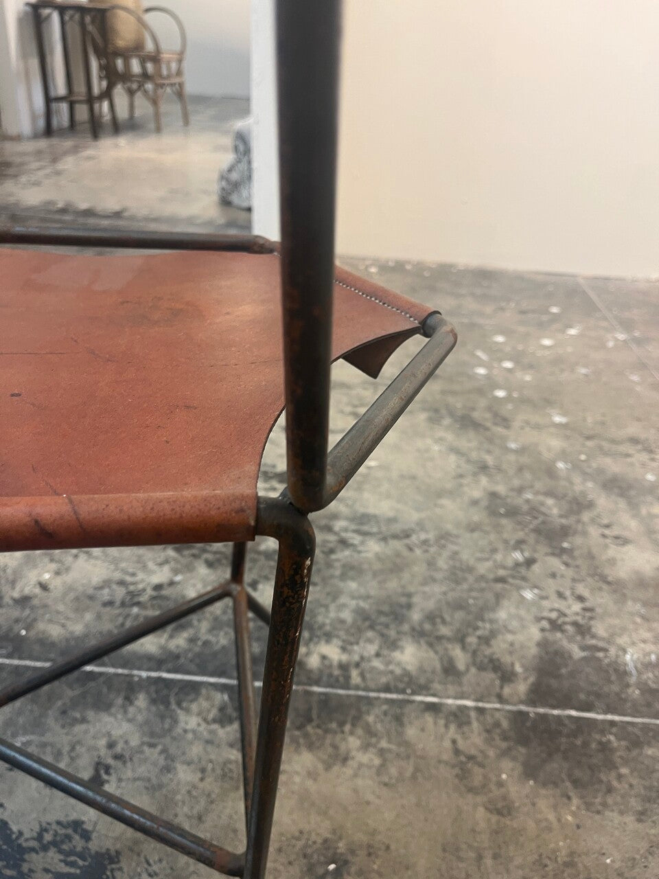 Set of 4 Wrought Iron and Leather Side Chairs (2 sets available)