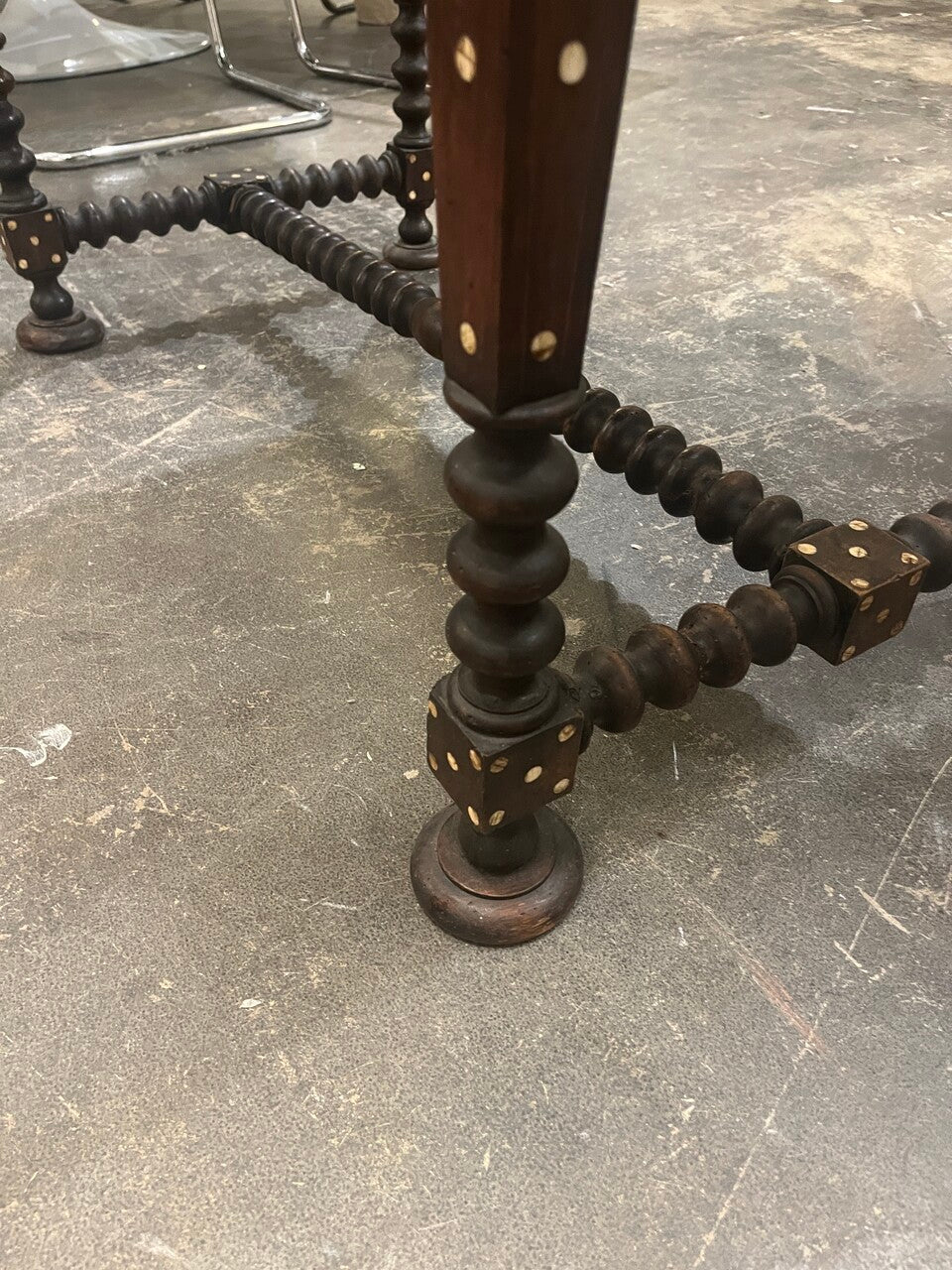 19th Century Bone Inlaid Barley Twist Table