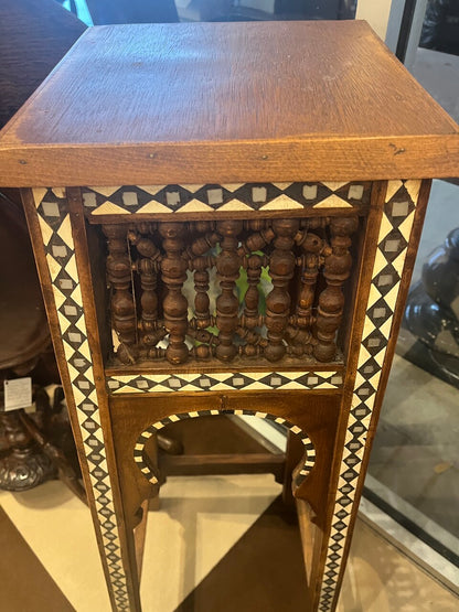Moroccan Pedestal with Bone and Pearl Inlay