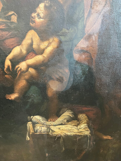 18th Century Oil on Canvas "Madonna with Child"