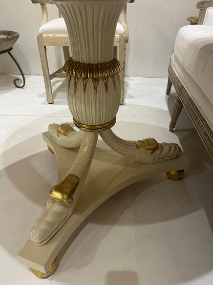 Vintage Empire Style Gilt Pedestal Table with Rojo Marble
