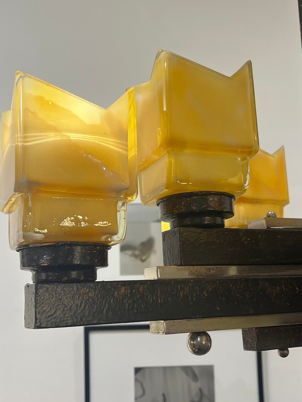 Art Deco Machine Age 8 Light Chandelier