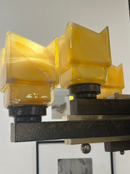 Art Deco Machine Age 8 Light Chandelier