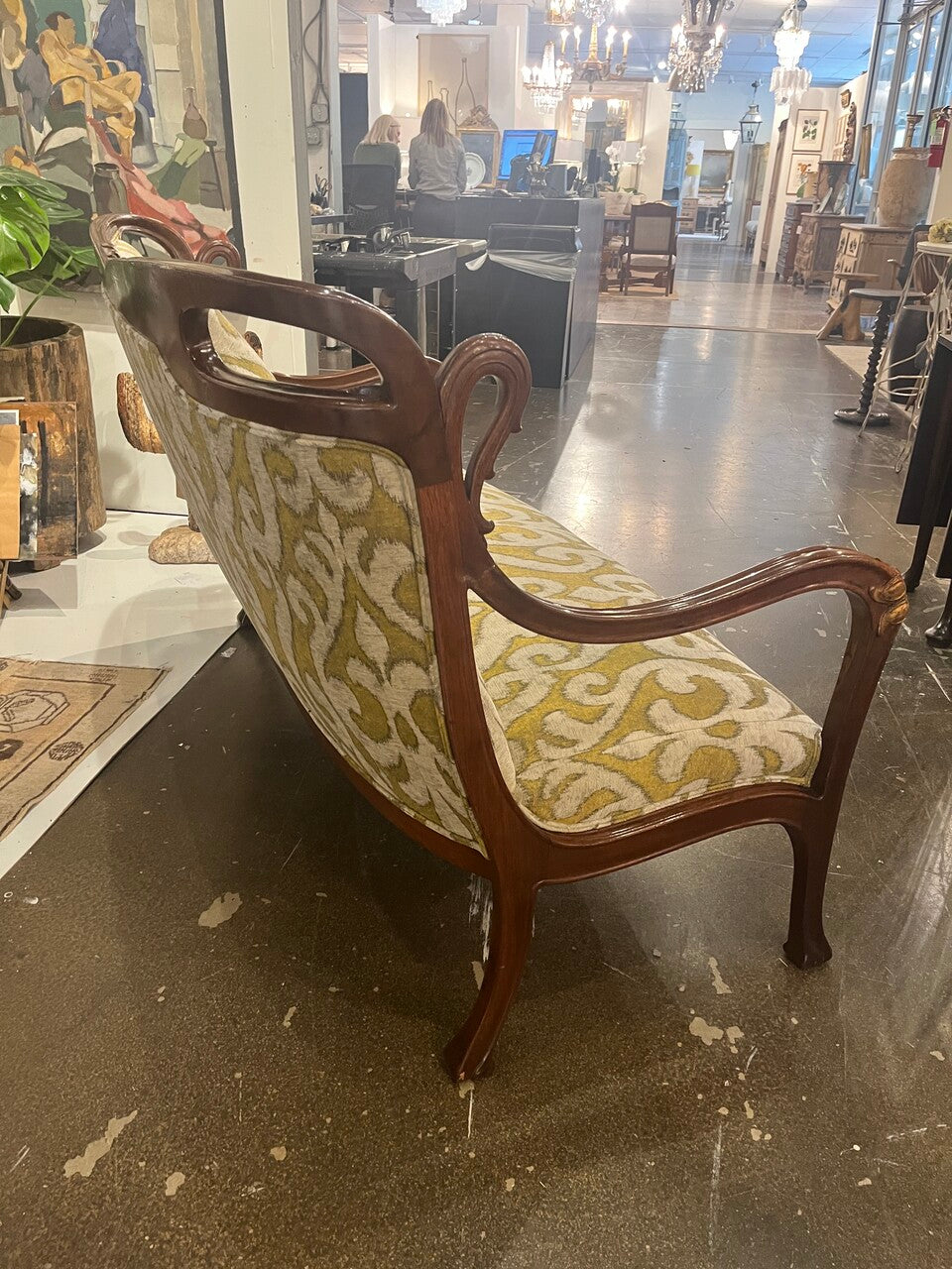 Art Nouveau Settee Refinished, Reupholstered