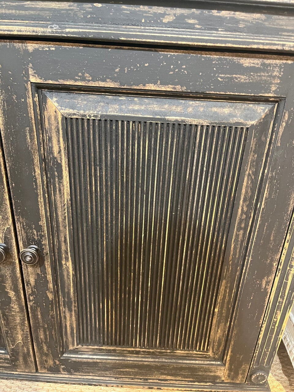 Custom Made 4 Door Buffet with Distressed Black Finish