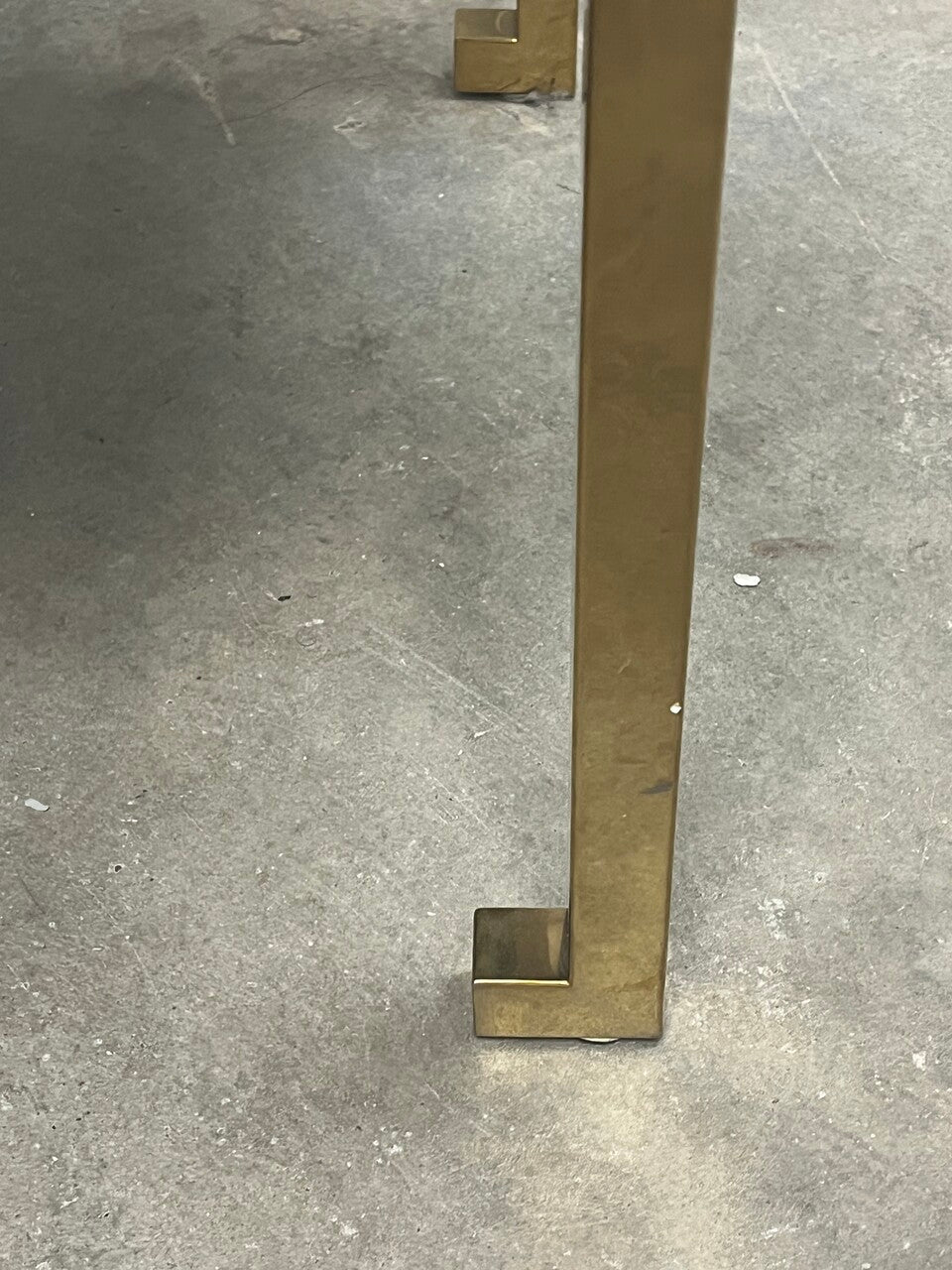 Pair Mid Century Modern Gilt Two -Tiered End Tables with Black Glass