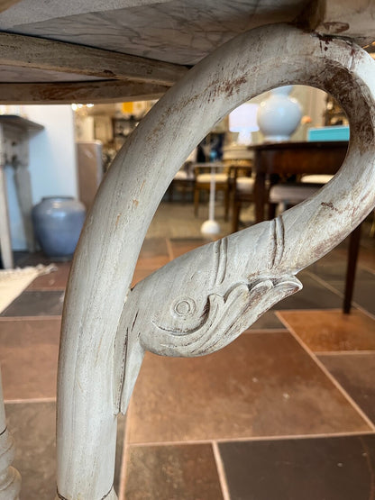 Bleached Fruitwood French Swan Leg Side Table