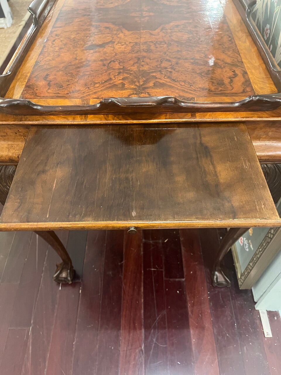 19th Century Book-matched Walnut Burl Tea Table