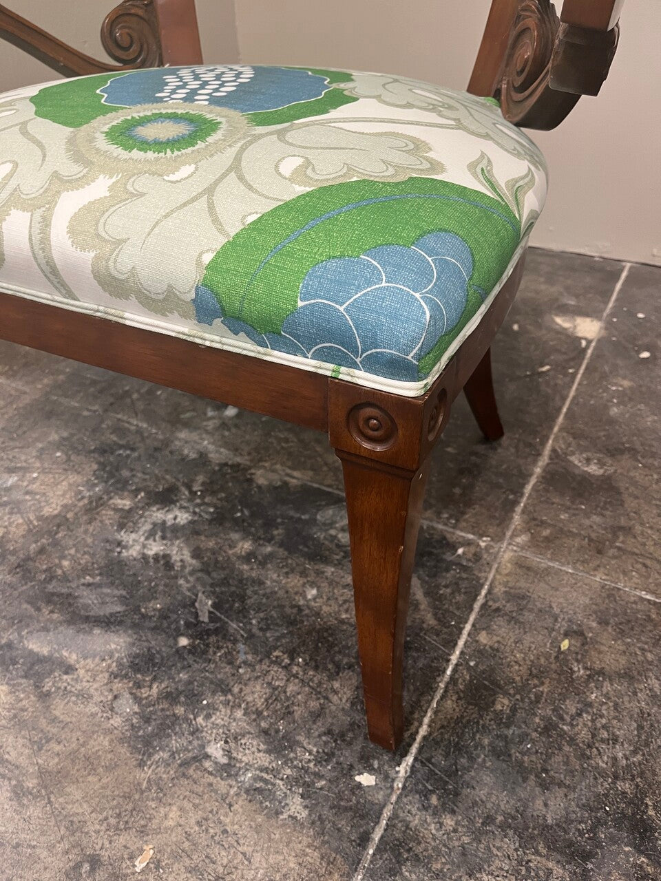Pair of Gustavian Style Armchairs Newly Upholstered in Christopher Farr Fabric