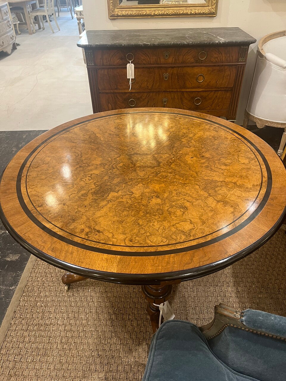 Beautiful Burl Walnut Swedish Center Table