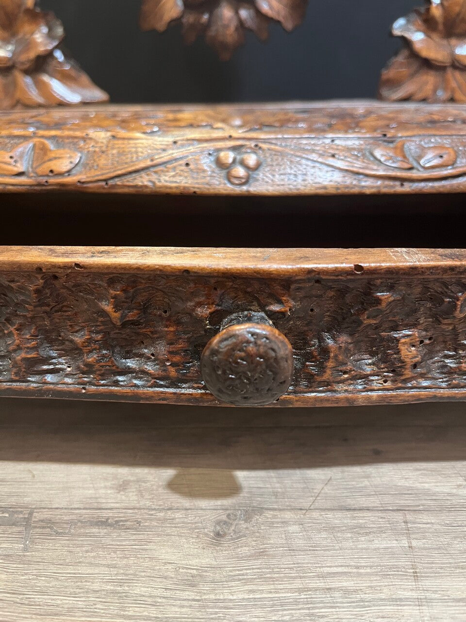 19th C Black Forest Dressing Table w/ Drawer and Mirror