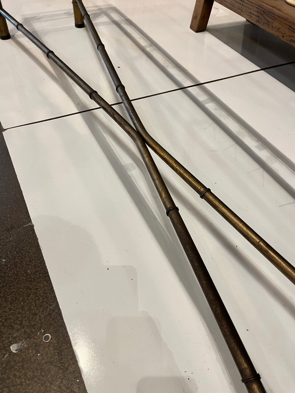 Long Brass Faux Bamboo Console Table