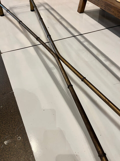 Long Brass Faux Bamboo Console Table