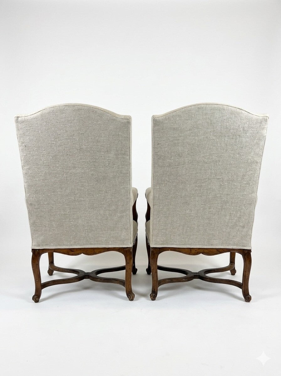 Pair 19th Century Louis XIV Fauteuls Armchairs