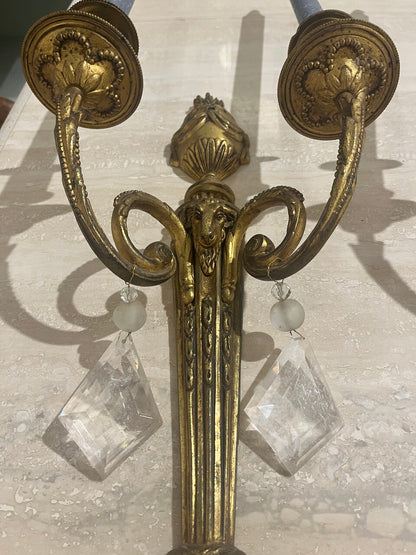 Pair 19th Century Gilt Bronze Neoclassical Sconces
