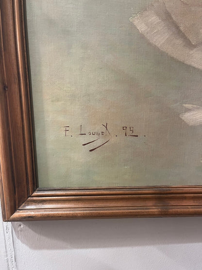 1890's French Painting "Two Putti as Allegories of Music"