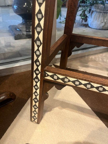 Moroccan Pedestal with Bone and Pearl Inlay