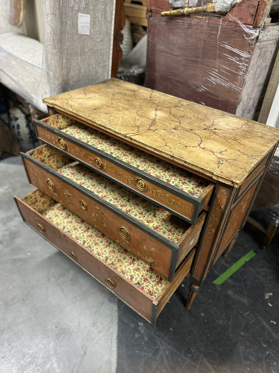 Early 20th Century Painted Italian Neoclassical Style Three Drawer Commode