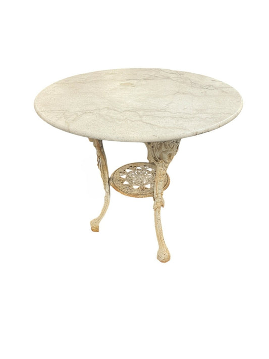 19th Century English Cast Iron Pub Table with Marble Top