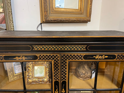 Vintage Lacquered Chinoiserie China Cabinet