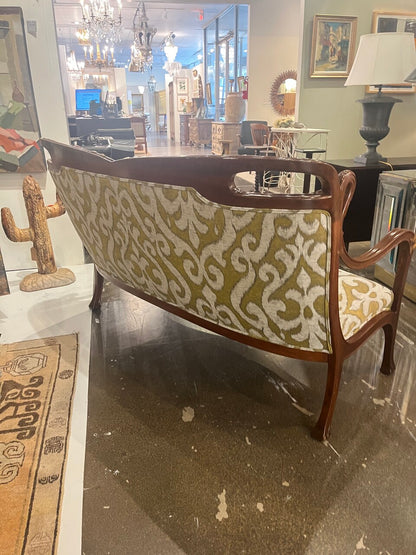 Art Nouveau Settee Refinished, Reupholstered