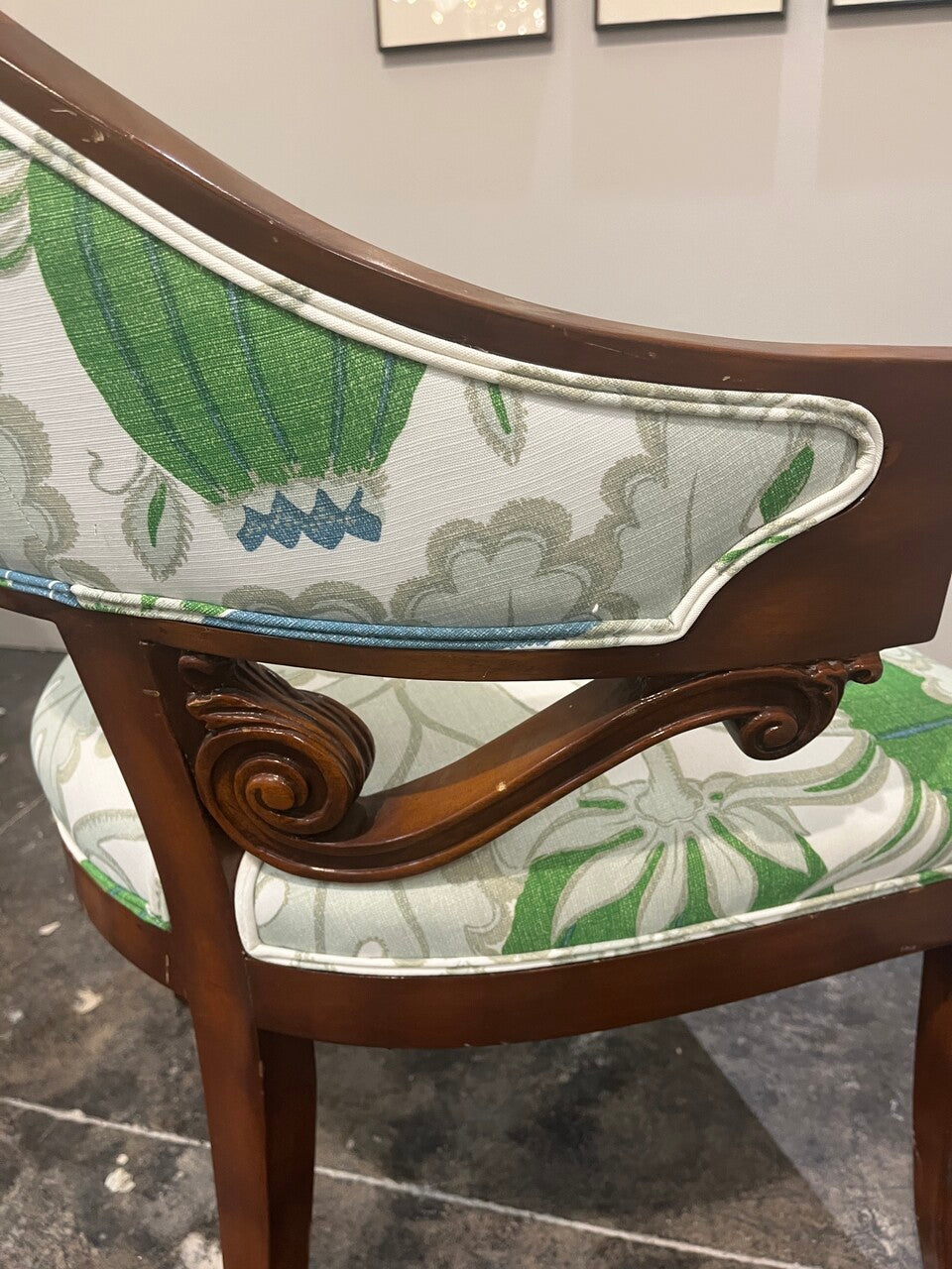 Pair of Gustavian Style Armchairs Newly Upholstered in Christopher Farr Fabric