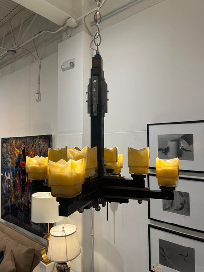 Art Deco Machine Age 8 Light Chandelier