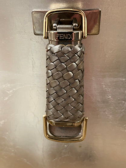 Pair Of Fendi Canova Silver Leaf Nightstands