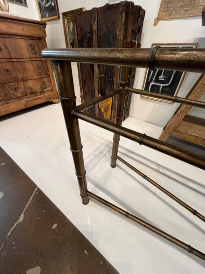 Long Brass Faux Bamboo Console Table
