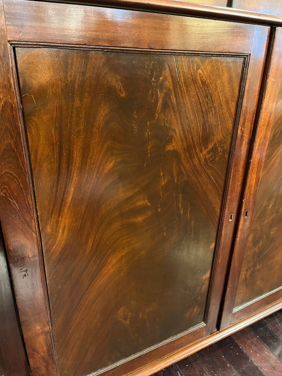 18th Century Mahogany Irish Library Cabinet with Original Glass