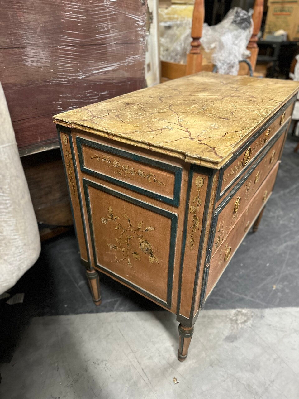Early 20th Century Painted Italian Neoclassical Style Three Drawer Commode
