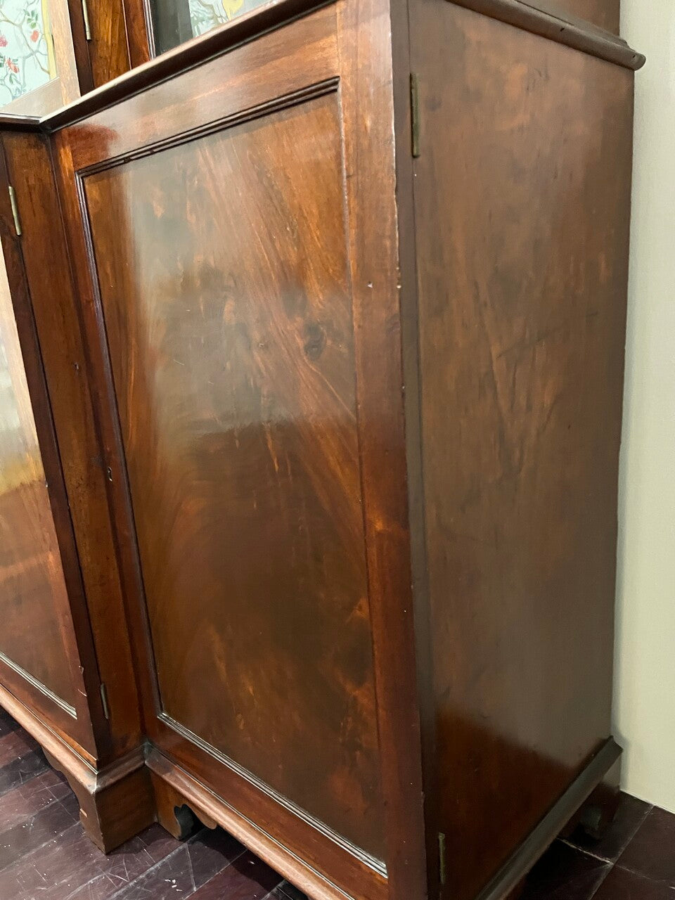 18th Century Mahogany Irish Library Cabinet with Original Glass
