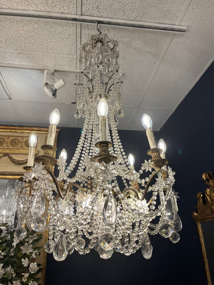 Antique 12 bulb Crystal Chandelier