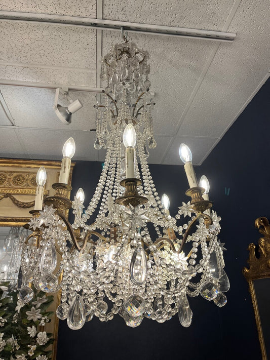 Antique 12 bulb Crystal Chandelier