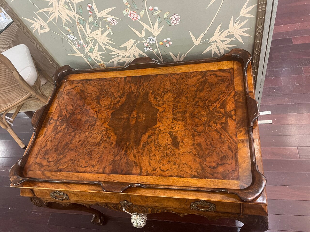 19th Century Book-matched Walnut Burl Tea Table