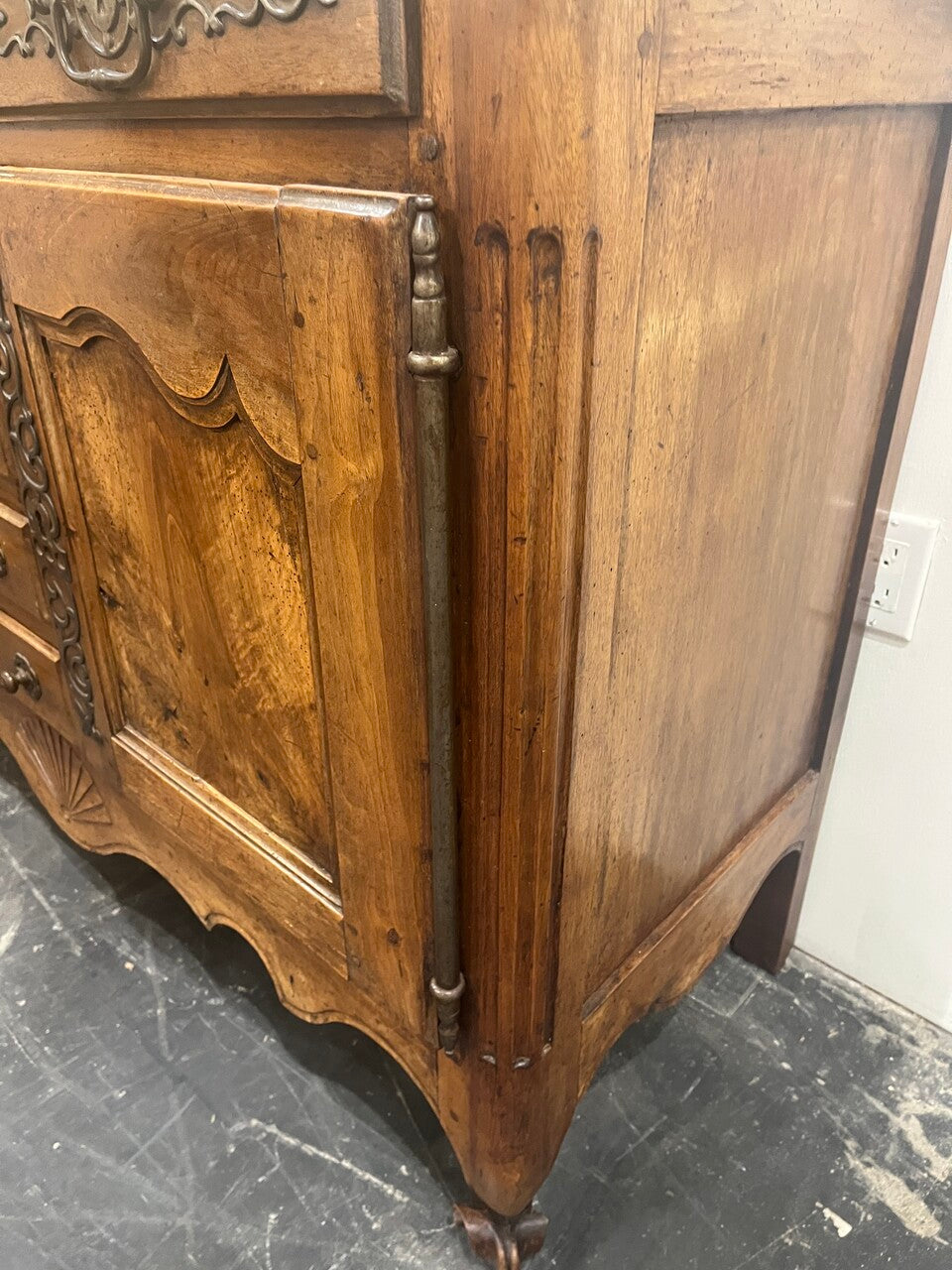 19th Century French Walnut Buffet with Burl Inlaid Doors