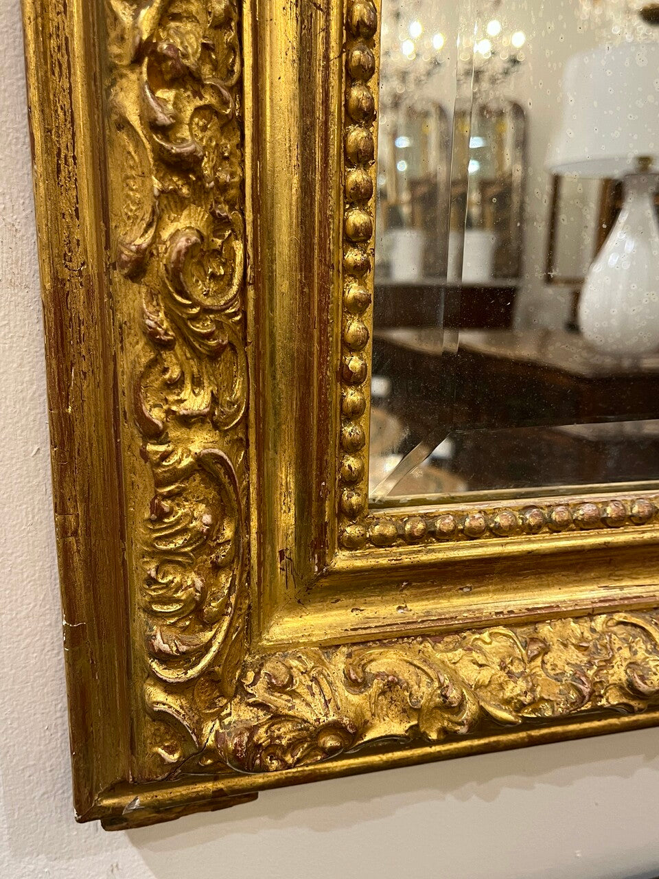 Antique Gold Gilt Over Mantle Mirror