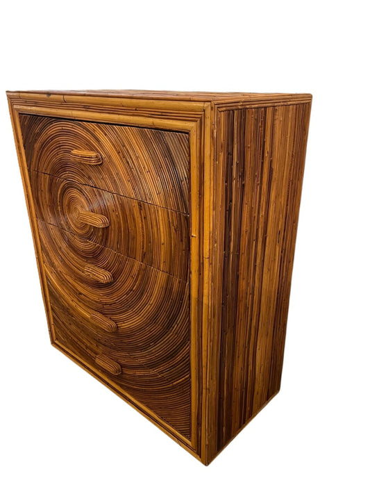 Vintage 5 Drawer Pencil Reed Chest of Drawers