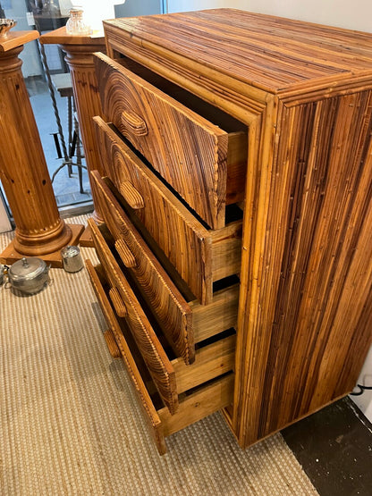 Vintage 5 Drawer Pencil Reed Chest of Drawers