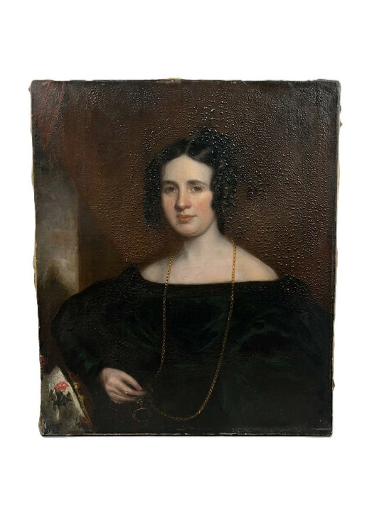 19th Century Oil on Canvas Portrait of Lady